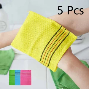 5pcs Exfoliating Bath Body Washcloth Shower Wash Cloths Dead Skin Clean Wash Towel Tool Green bathroom serviette de plage