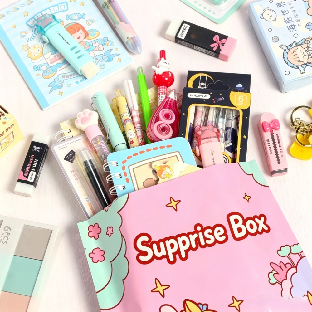 5pcs Lucky Random Stationery Set Clearance Preferential Gel Pen Sticker Eraser Sticky Notes Kawaii Stationery School Supplies