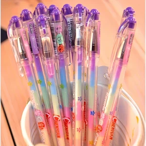 6-Color Shiny Gel Pens, Fine-Tipped Rainbow Gradient Pens, Suitable for Highlighting on Colored Pencils and Markers