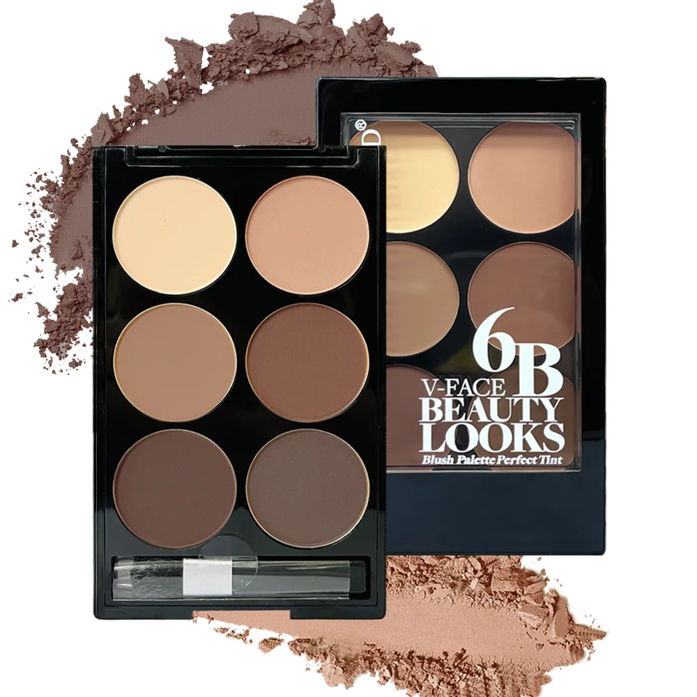 6 Colors Highlight Contouring Powder Palette Face Shadow Contouring Powder Makeup Palette With Brush Face Bronzer Color Correcti