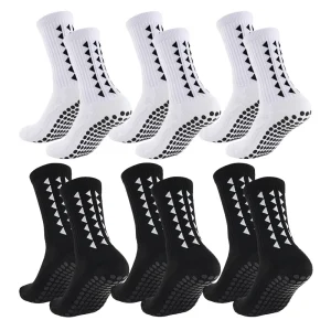 6 Pairs Men Women Football Grip Socks Towel Bottom Sport Socks Rugby Soccer Cycling Running Exercise Athletic Socks
