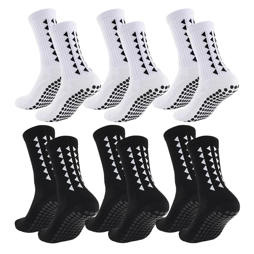 6 Pairs Men Women Football Grip Socks Towel Bottom Sport Socks Rugby Soccer Cycling Running Exercise Athletic Socks