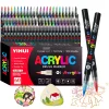 60 Colors Acrylic Paint Pens Markers Brush Tip Paint Markers for Rock Painting Wood Stone Glass Ceramic Records Gift DIY Crafts