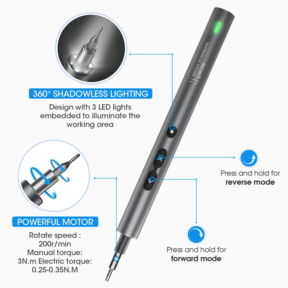 62/6 in 1 Electric Screwdriver Set Precision Handle Portable Power Tool Kits Wireless Cordless Small Bits for Phone Watch Repair - Image 2