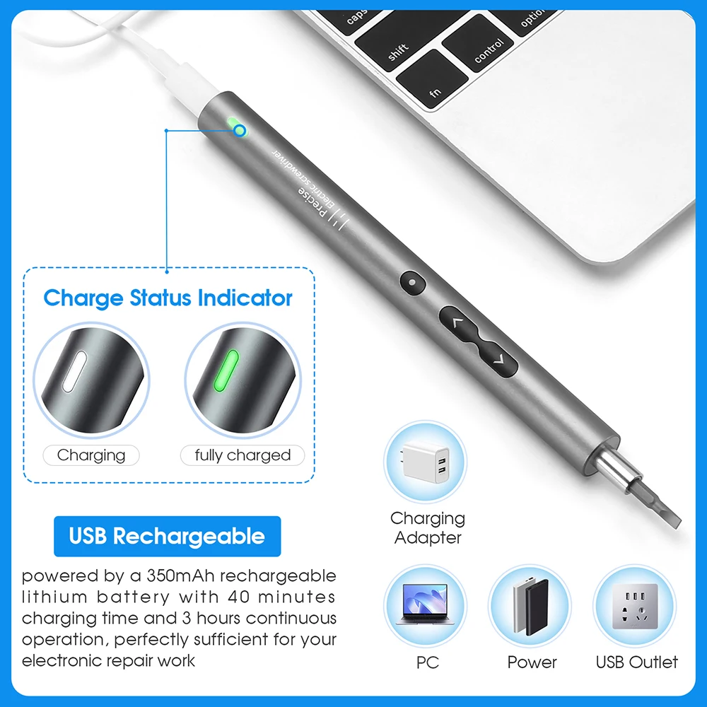 62/6 in 1 Electric Screwdriver Set Precision Handle Portable Power Tool Kits Wireless Cordless Small Bits for Phone Watch Repair - Image 3