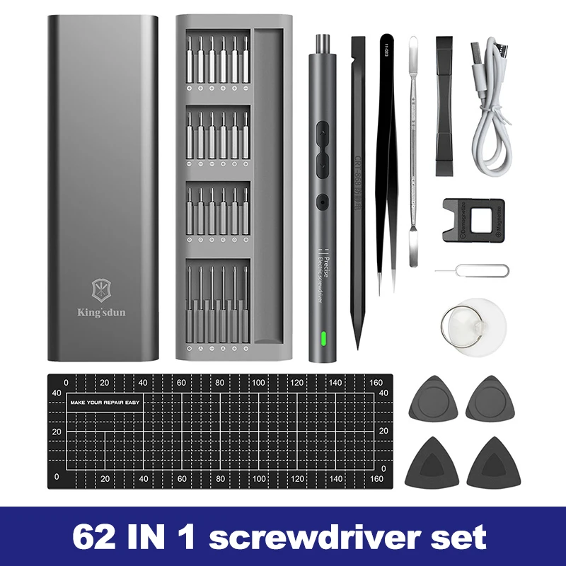62/6 in 1 Electric Screwdriver Set Precision Handle Portable Power Tool Kits Wireless Cordless Small Bits for Phone Watch Repair - Image 6