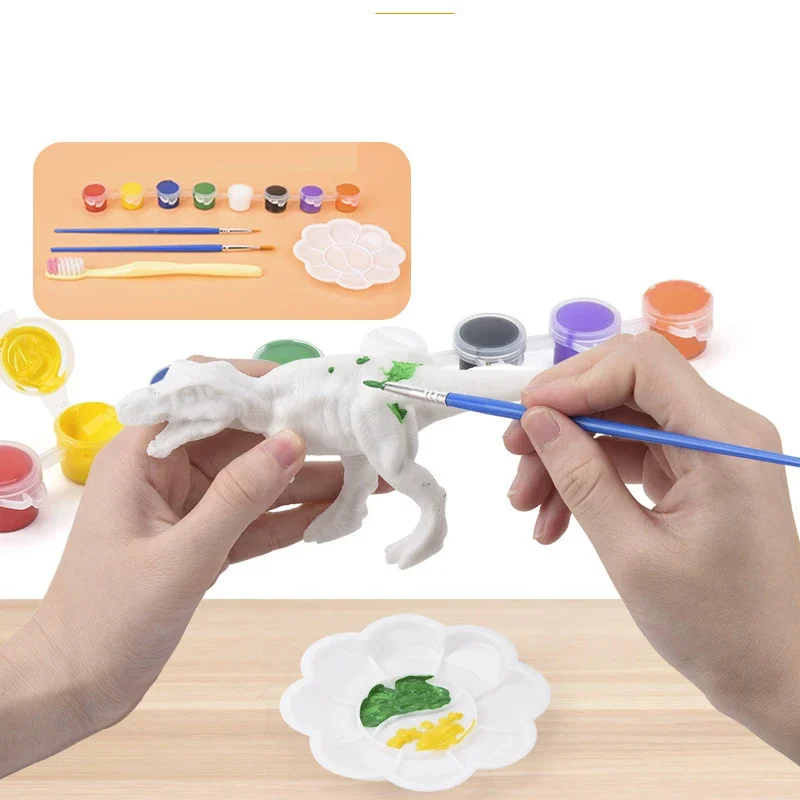 6/8Pcs Painted Graffiti Dinosaur White Embryo Animals Model Children's Educational DIY Handmade Painting Colorful Dinosaur Toys - Image 3
