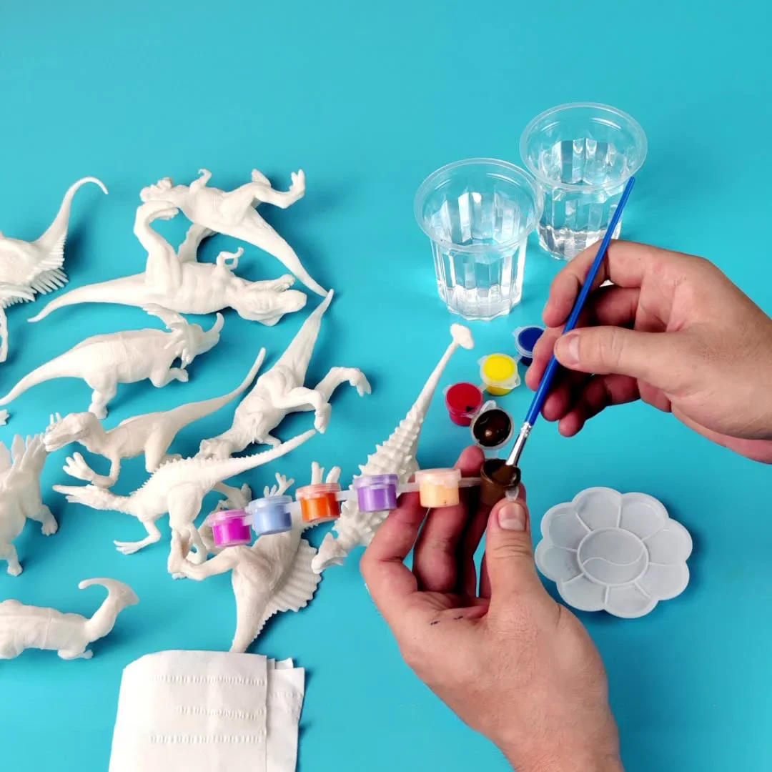 6/8Pcs Painted Graffiti Dinosaur White Embryo Animals Model Children's Educational DIY Handmade Painting Colorful Dinosaur Toys - Image 4