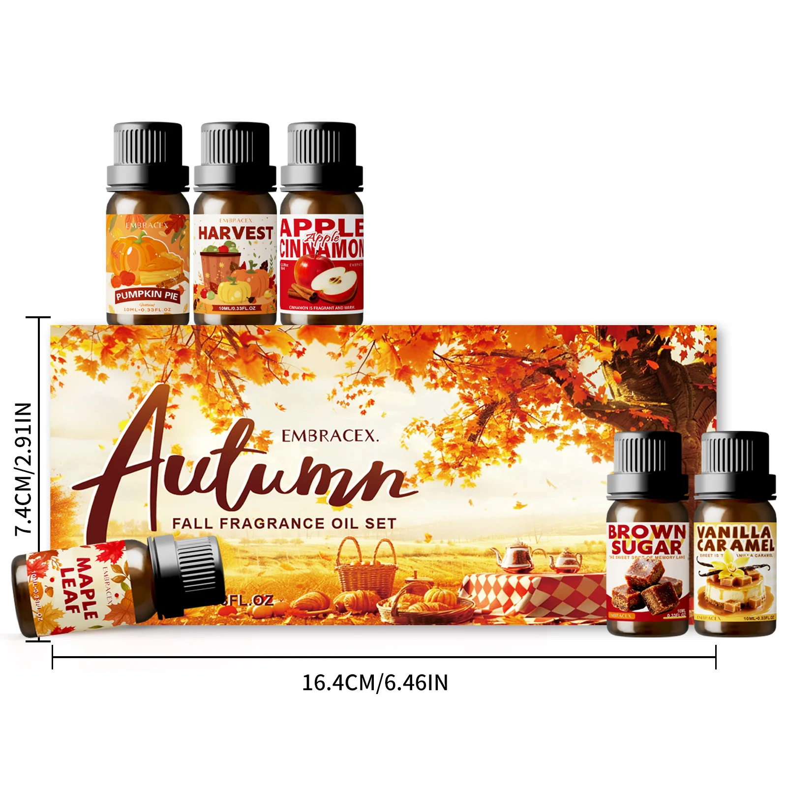 6PC/1Set Autumn Fragrance Oils Warm Scent Fall Fragrance Oil Set For Diffuser Humidifier Car DIY Candle Thanksgiving Gift Set - Image 2