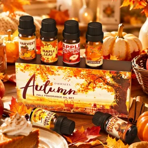 6PC/1Set Autumn Fragrance Oils Warm Scent Fall Fragrance Oil Set For Diffuser Humidifier Car DIY Candle Thanksgiving Gift Set
