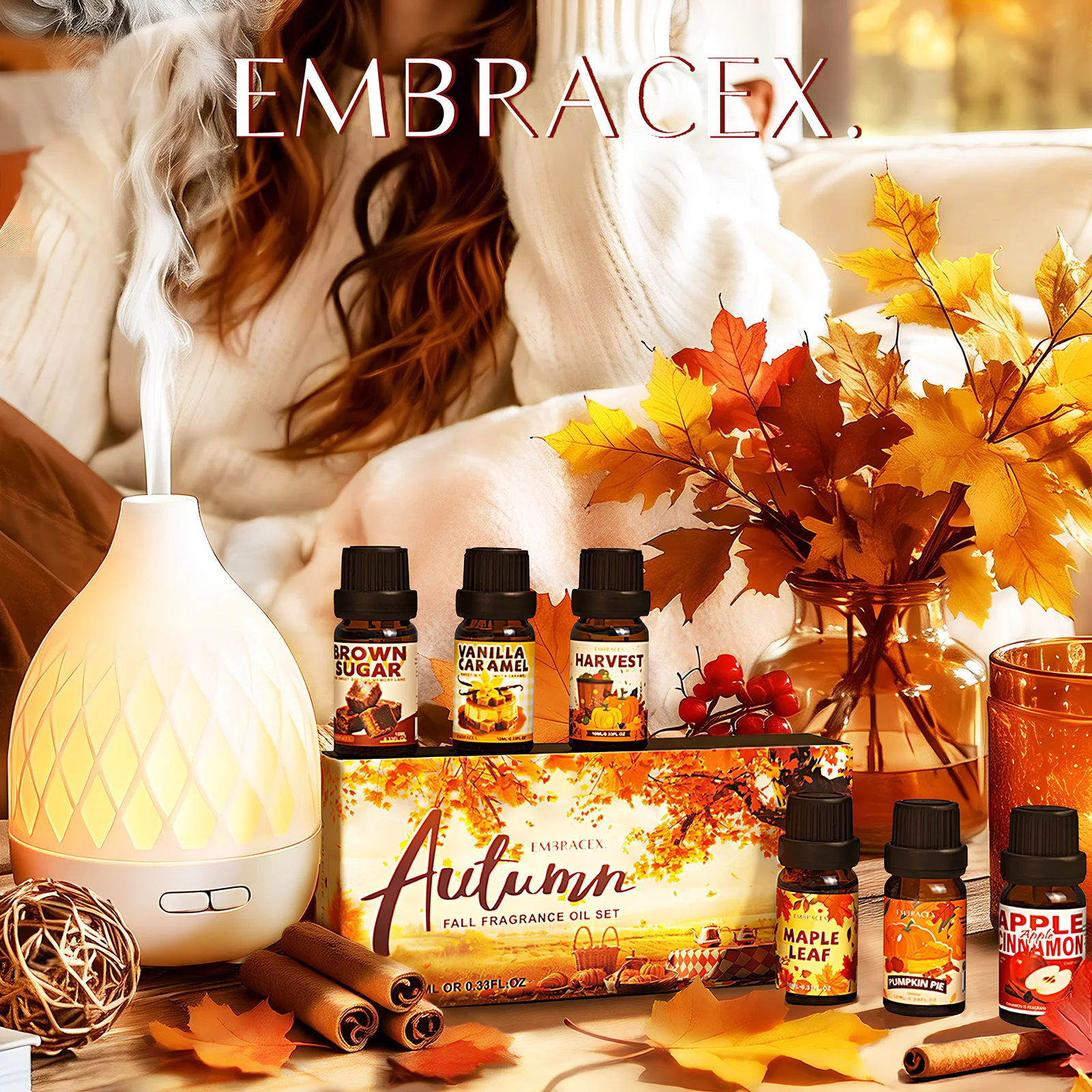 6PC/1Set Autumn Fragrance Oils Warm Scent Fall Fragrance Oil Set For Diffuser Humidifier Car DIY Candle Thanksgiving Gift Set - Image 7