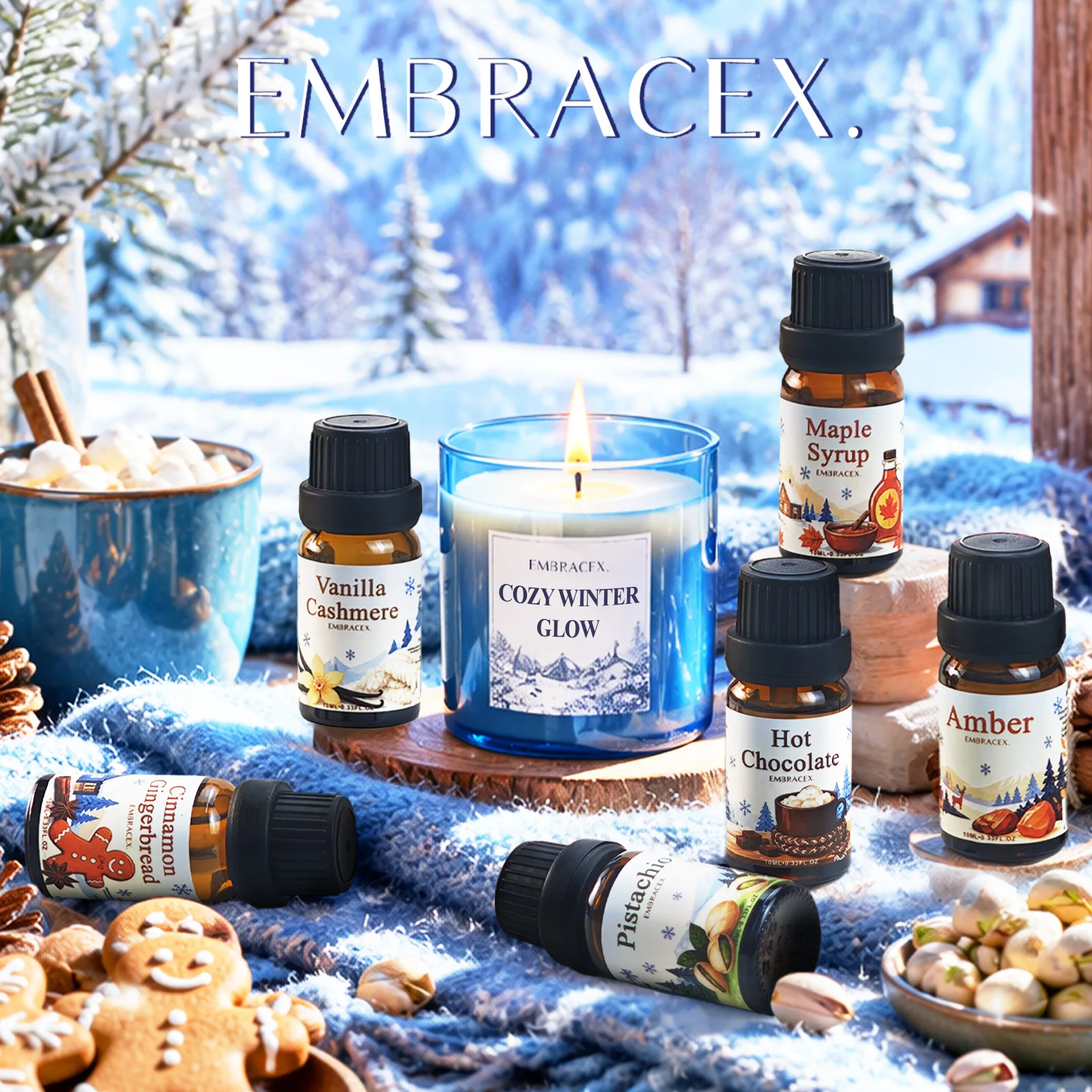 6PC/1Set Winter Fragrance Oils Warm Sweet Scent Fragrance Oil Set For Diffuser Humidifier Car DIY Candle Christmas Gift Set - Image 5