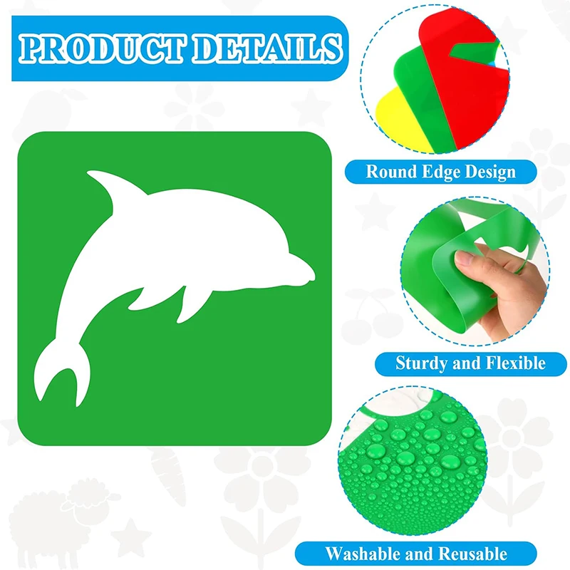 6PCS/Set Drawing Stencils for Kids Washable Reusable Learning Themed Primary Shape Template for Kid Toddlers Preschool TMZ - Image 3
