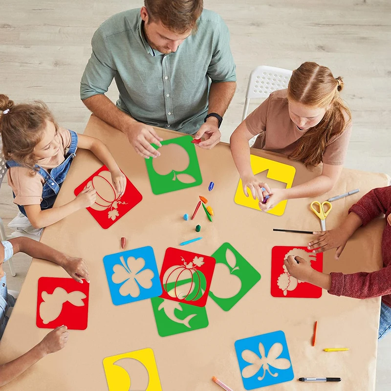 6PCS/Set Drawing Stencils for Kids Washable Reusable Learning Themed Primary Shape Template for Kid Toddlers Preschool TMZ - Image 4