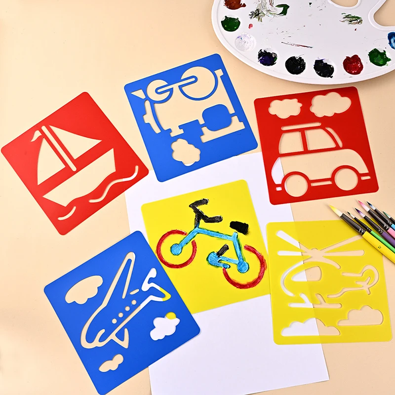 6PCS/Set Drawing Stencils for Kids Washable Reusable Learning Themed Primary Shape Template for Kid Toddlers Preschool TMZ - Image 6