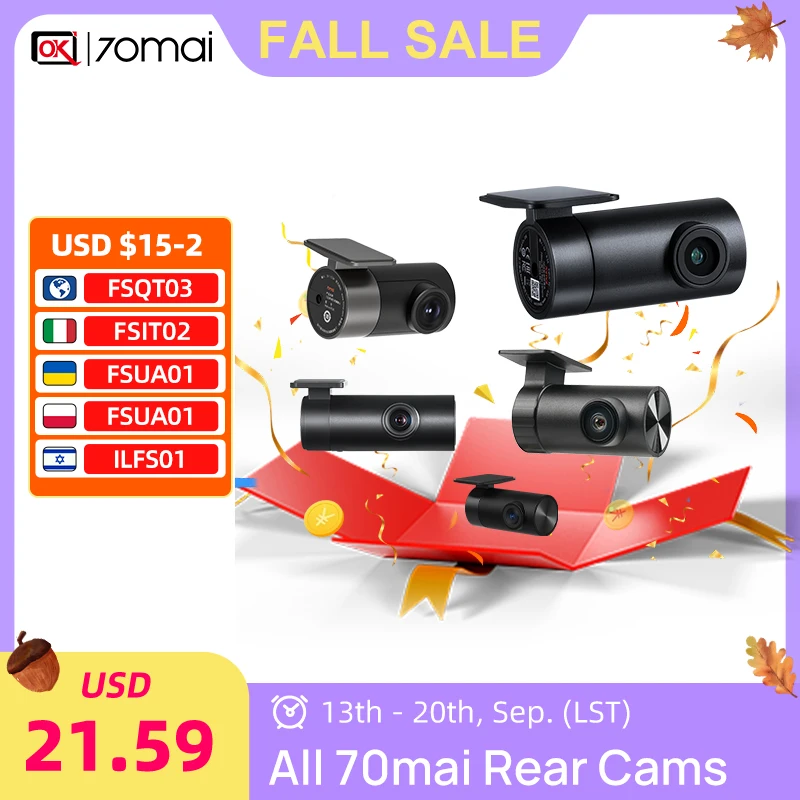 70mai Rear Cam RC06 RC11 RC12 RC14 RC21 RC22 RC24 RC41 Interior Cam FC02 for A800S A800SE A810S A900 T800E T800 A810Lite A210Car