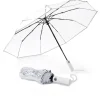 8-Bone Fully Automatic Transparent Umbrella Folding Three-Fold Clear New 2026 Model for Weather Protection