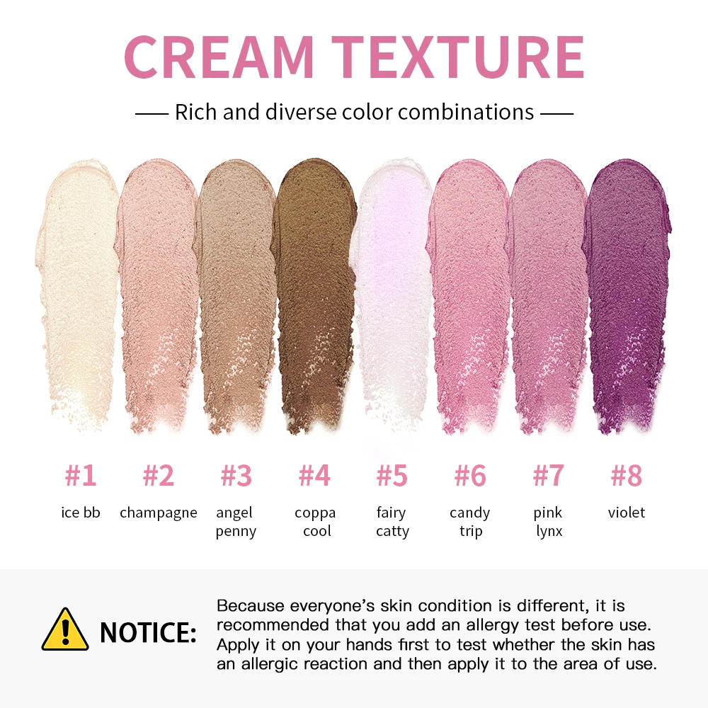 8 Colors Cream Highlighter Palette for Highlight, Blush&Contouring, Various Colors To Meet Various Makeup Needs Highlight Disc - Image 5