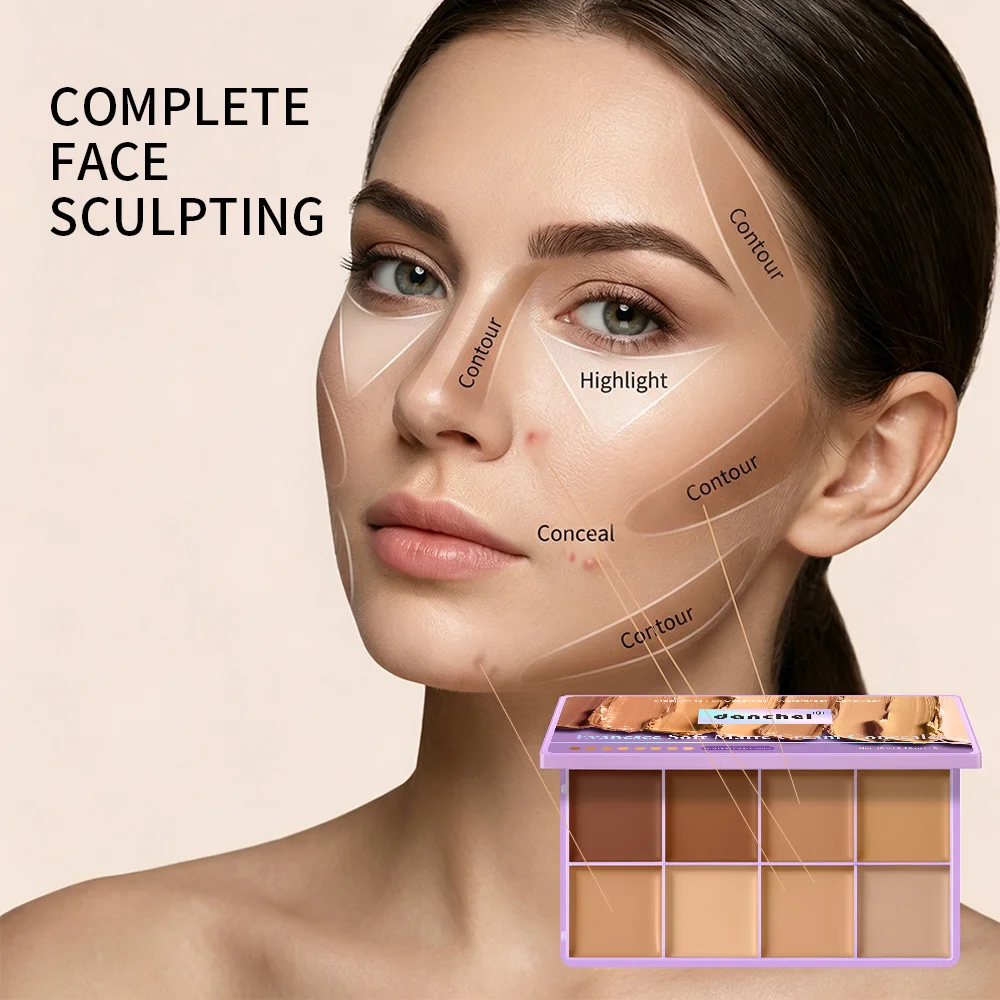 8 Shade Soft Matte Cream Concealer Palette Full Coverage Fade Dark Circles Blemishes Waterproof Long Lasting Oil Control Makeup - Image 6