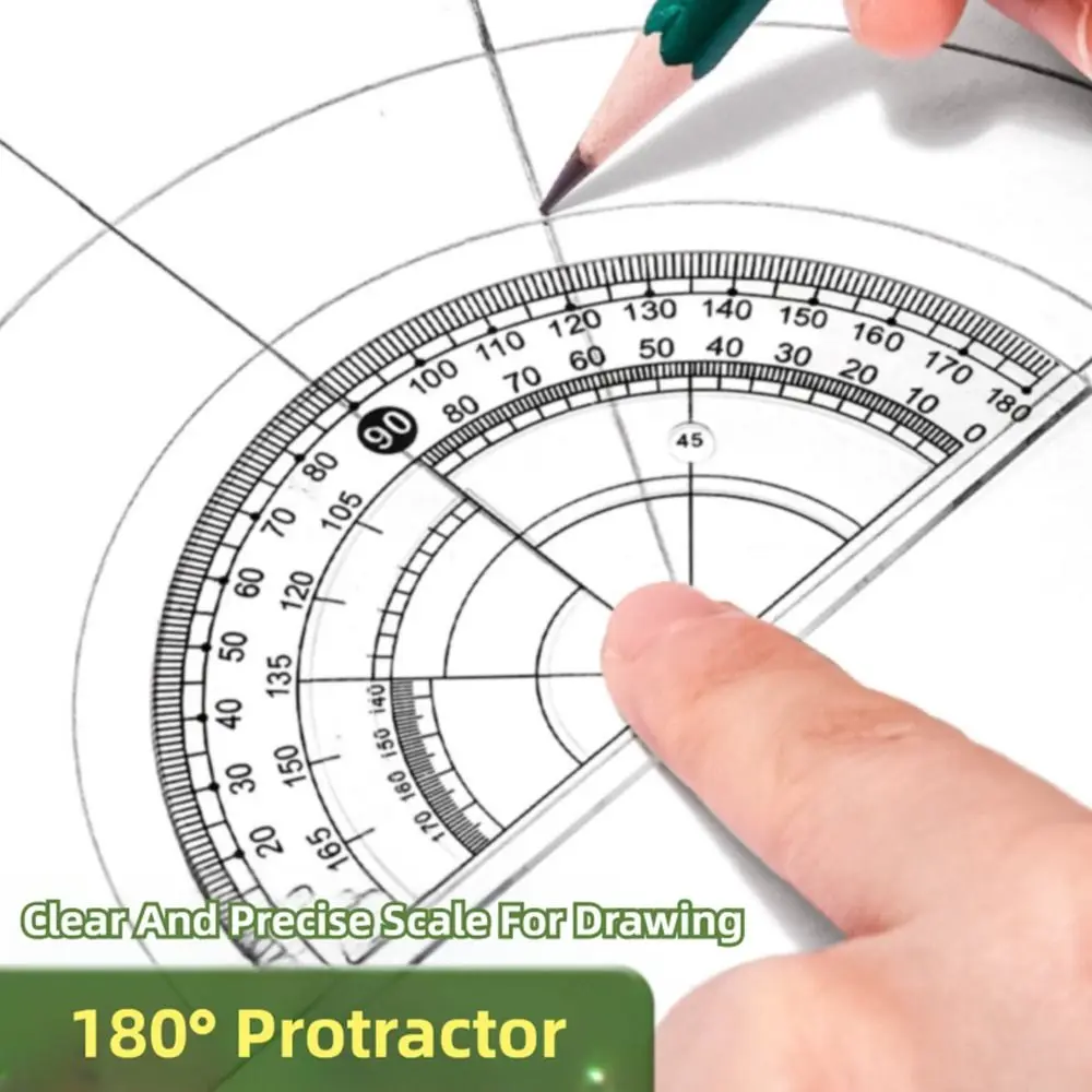 8PCS/Set Plastic Ruler Compasses Set Eraser Straight Ruler Measuring Ruler Set Square Transparent Protractor School Office - Image 2