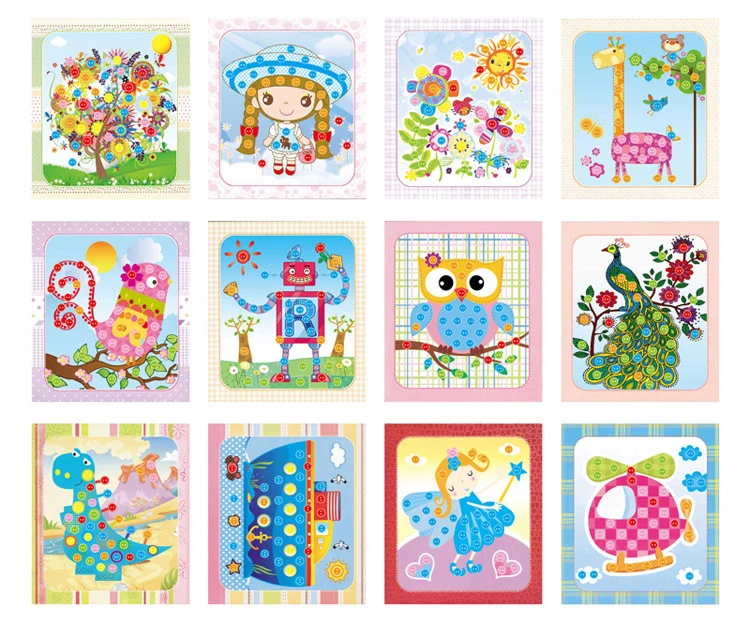 8Pcs/5pcs Kids DIY Button Stickers Drawing Toys Handmade School Art Class Painting Drawing Craft Toys Children Early Educational - Image 4