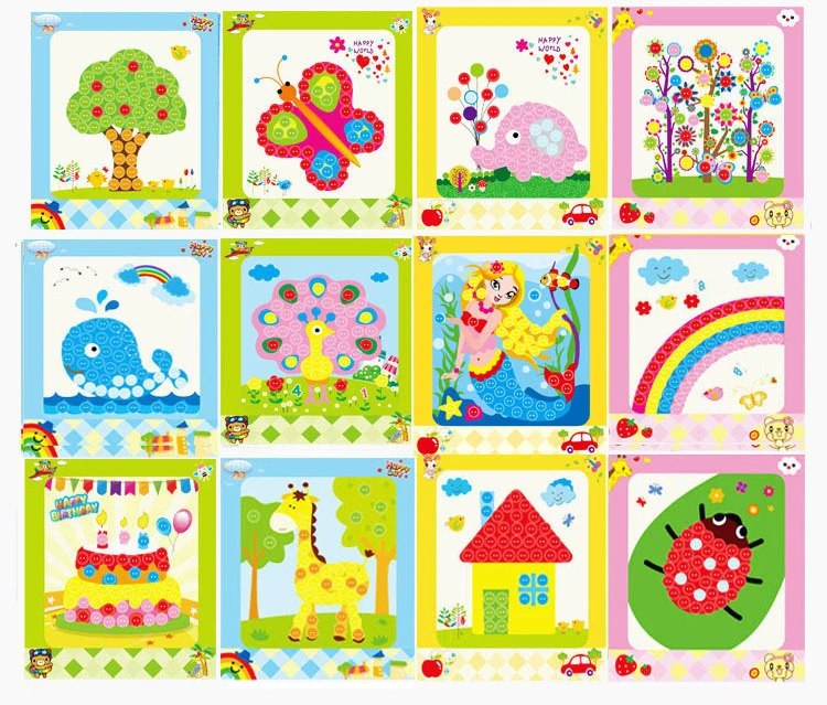 8Pcs/5pcs Kids DIY Button Stickers Drawing Toys Handmade School Art Class Painting Drawing Craft Toys Children Early Educational - Image 5