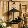 A four-season universal hanging bird feeder and birdbath – no assembly required | Heavy-duty iron water tray for gardens and yar
