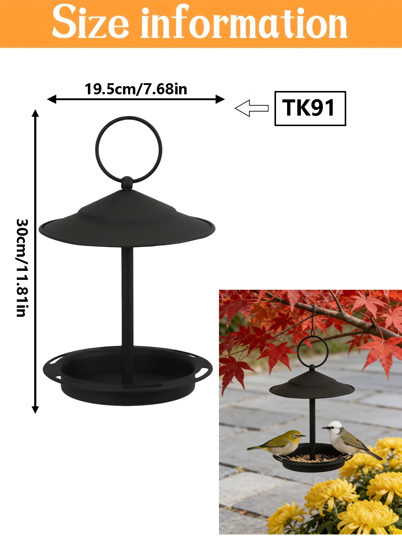 A four-season universal hanging bird feeder and birdbath – no assembly required | Heavy-duty iron water tray for gardens and yar - Image 4