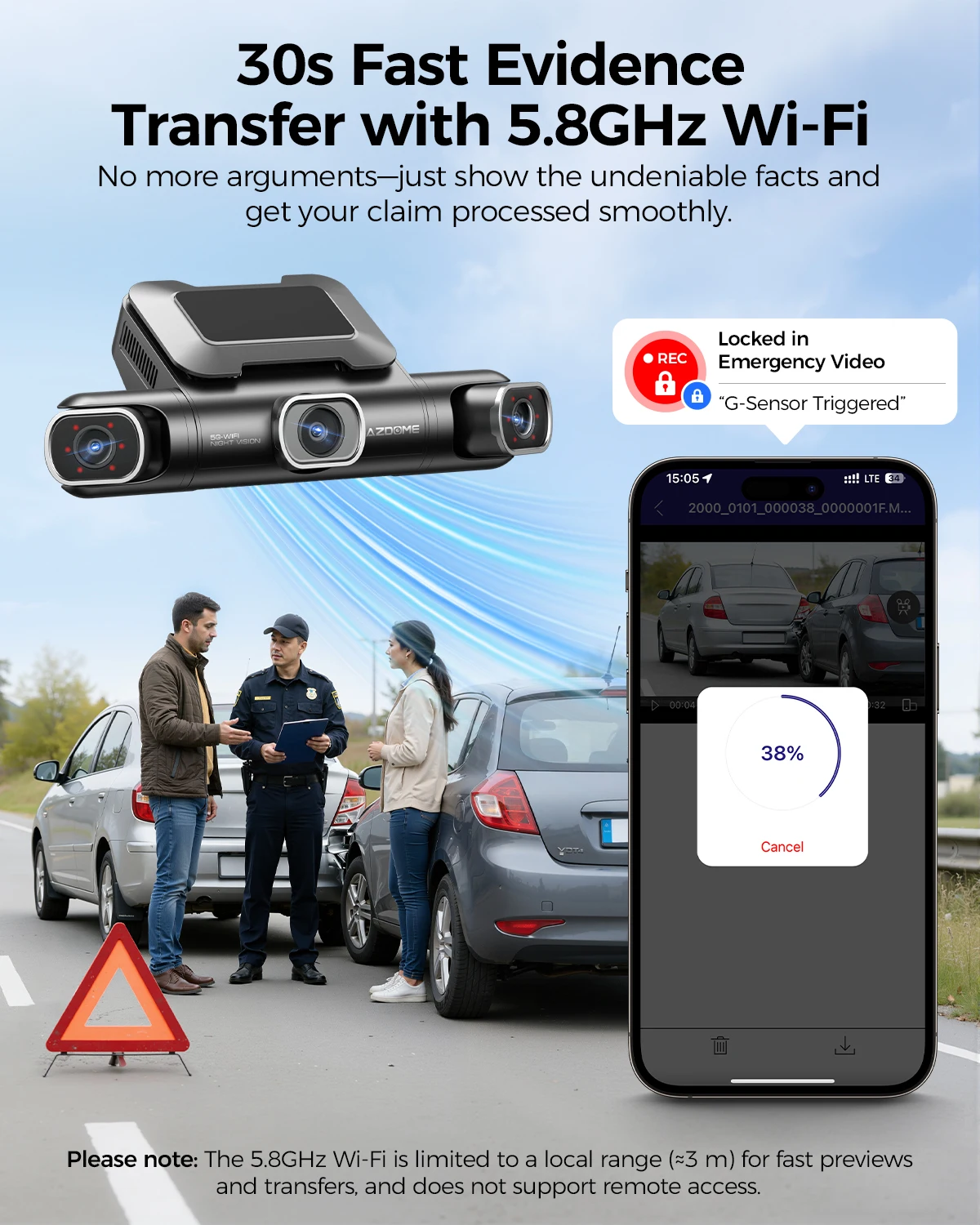 AZDOME M660 Car DVR 4 Channel 360° Dash Cam Front Rear Inside Car Camera 5.8G WIFI GPS Dash Camera 2.5K+1K+1K+1K Parking Monitor - Image 4