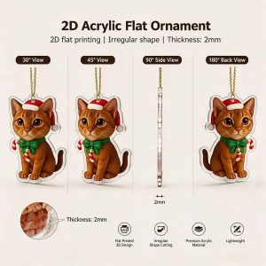 Advent Calendar 2026 24 Days Christmas Countdown with 24Pcs 2D Acrylic Cute Kitten Tree Decoration for Xmas Cat Lovers Gifts