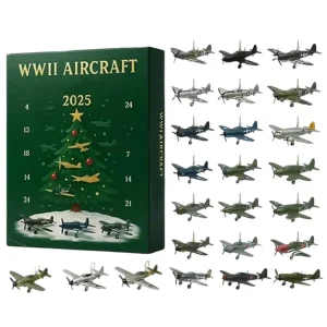 Aircraft Calendar Advent 24 Days Christmas Countdown Calendar With 24 2D Warbirds Christmas Pendant Acrylic Decorative Charm