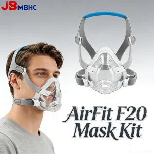 All-in-One AirFit F20 CPAP Mask Replacement Set with Memory Foam Cushion, Headgear, Frame, and Clips for Full System Refresh