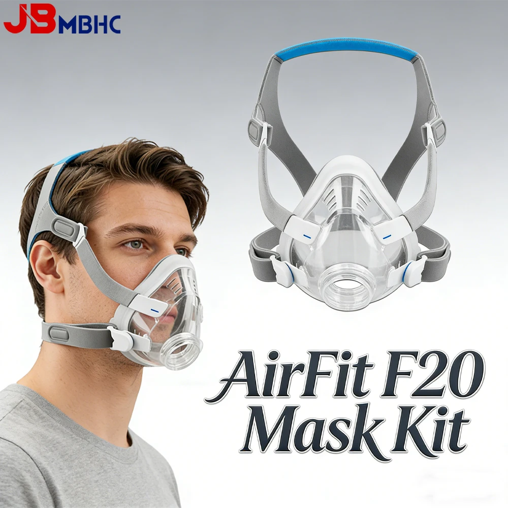 All-in-One AirFit F20 CPAP Mask Replacement Set with Memory Foam Cushion, Headgear, Frame, and Clips for Full System Refresh