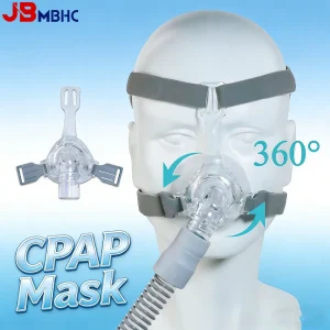 Anti-Snoring Nasal CPAP Replacement Mask with Headgear Strap Reusable Nasal Mask Soft Silicone Full Face CPAP Mask with Headband