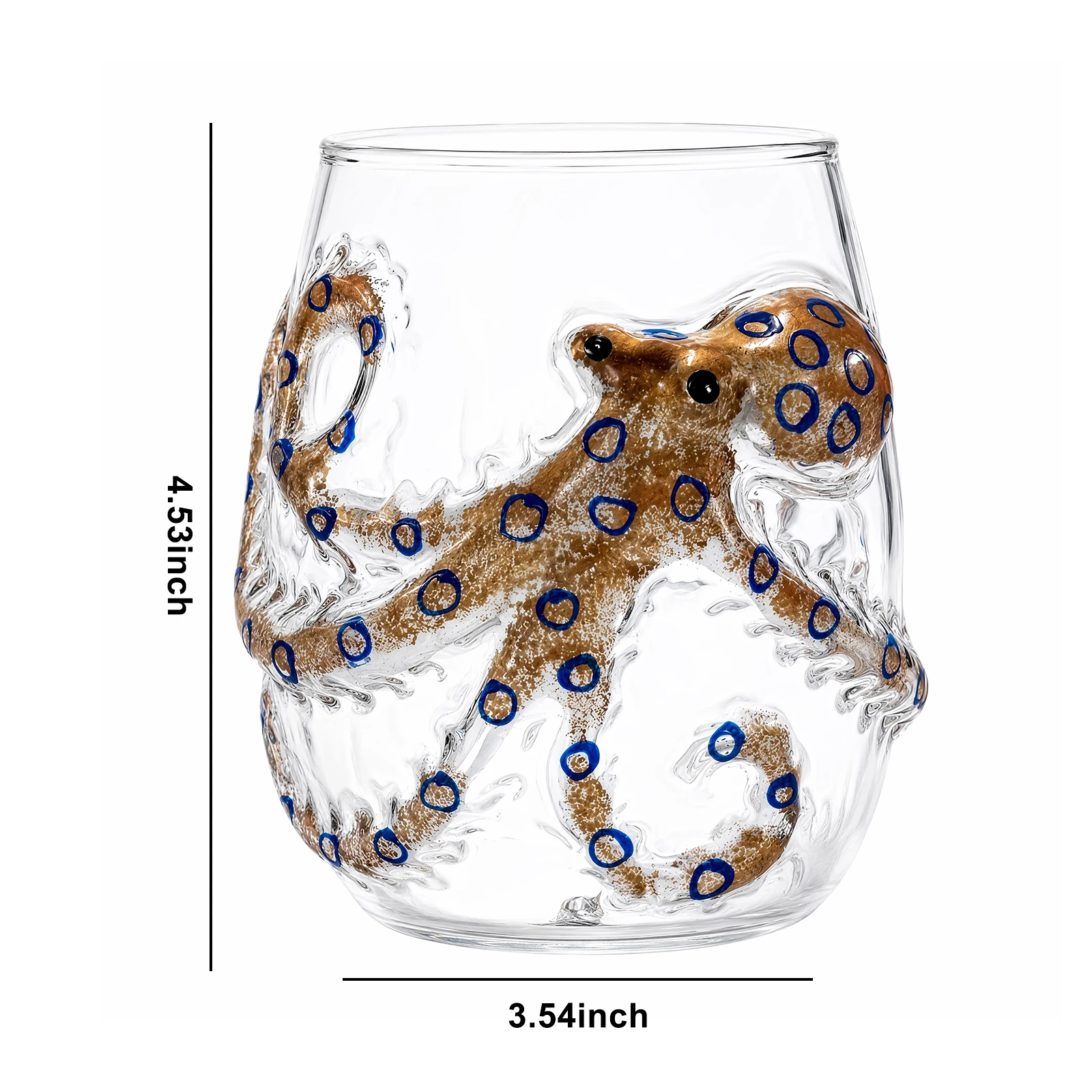 Artistic 3D Stemless Wine Glasses Home Decor Handcrafted Marine Animal Bar Glass Novelty Drinking Glass for Coastal Ocean Lovers - Image 6