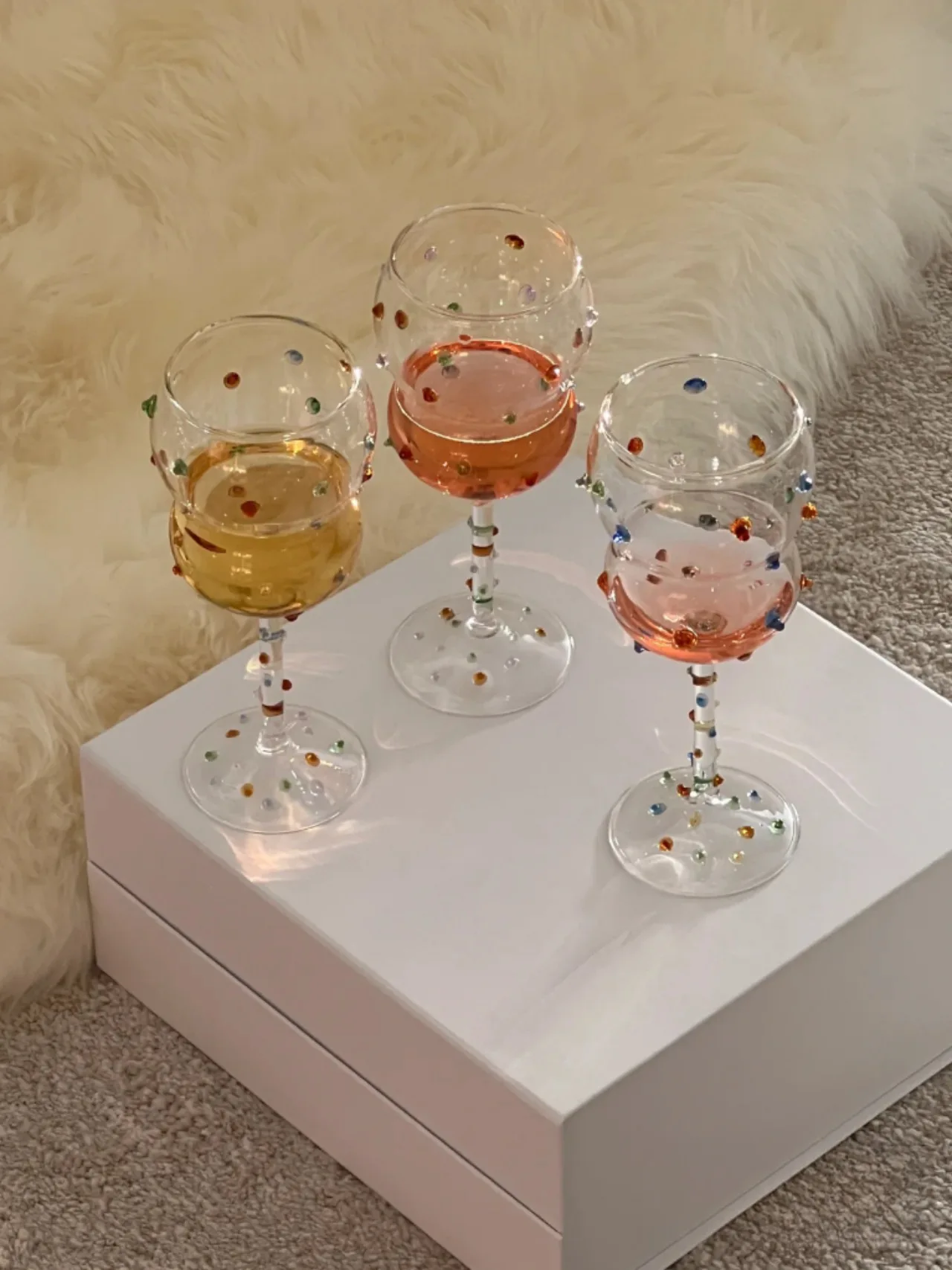 Artistic Color Gem Glass Cup Colorful Bean Korean Style Goblet Modern Simple Gourd-shaped Transparent Red Wine Glass - Image 3