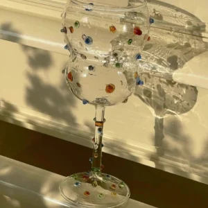 Artistic Color Gem Glass Cup Colorful Bean Korean Style Goblet Modern Simple Gourd-shaped Transparent Red Wine Glass