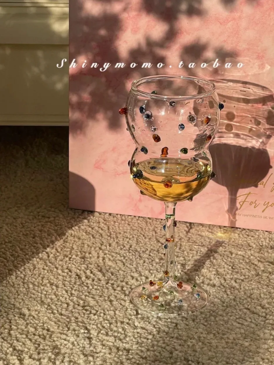 Artistic Color Gem Glass Cup Colorful Bean Korean Style Goblet Modern Simple Gourd-shaped Transparent Red Wine Glass - Image 6
