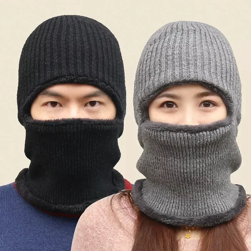 Autumn And Winter Fashion Solid Color New Coral Fleece Hat Scarf Warm Wool Knitted Hat For Women Double Layers Protection Cap - Image 6