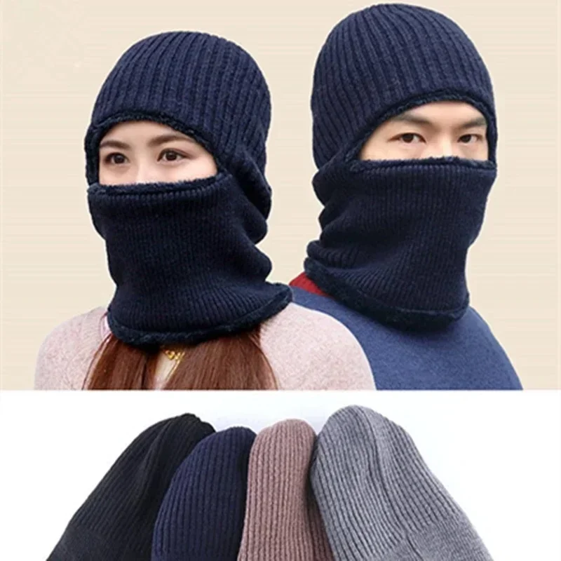 Autumn And Winter Fashion Solid Color New Coral Fleece Hat Scarf Warm Wool Knitted Hat For Women Double Layers Protection Cap - Image 4