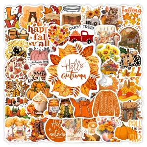 Autumn Fall Stickers Pumpkins Aesthetic DIY Gift Kids Toy Waterproof Graffiti Decal for Laptop Phone Luggage Bottles Decorative