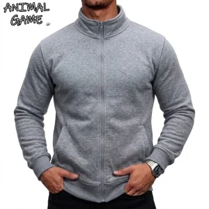 Autumn Men's Zip Sweatshirt Jackets Stand Collar Casual Coats Long Sleeve Winter Tracksuit Coat with Pockets for Cold Weather