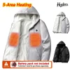 Autumn Winter 5-Zone Heated Hooded Jacket Heated Warm Casual Sweatshirt Hoodie Jacket Outdoor Warm (Not Included The Power Bank)