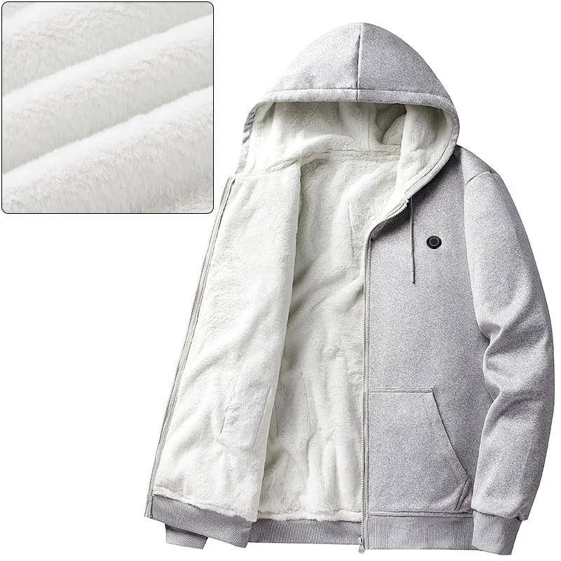 Autumn Winter 5-Zone Heated Hooded Jacket Heated Warm Casual Sweatshirt Hoodie Jacket Outdoor Warm (Not Included The Power Bank) - Image 6