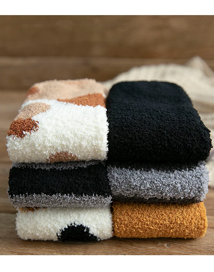 Autumn Winter Coral Velvet Socks Cute Cat Claw Socks For Women Children Girls Middle Tube Thickened Sleep Socks Home Floor Socks - Image 6