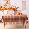 Autumn and Winter Rectangular Tablecloth, Halloween, Thanksgiving, Rust Red Checkered Theme for Restaurant and Kitchen Parties.