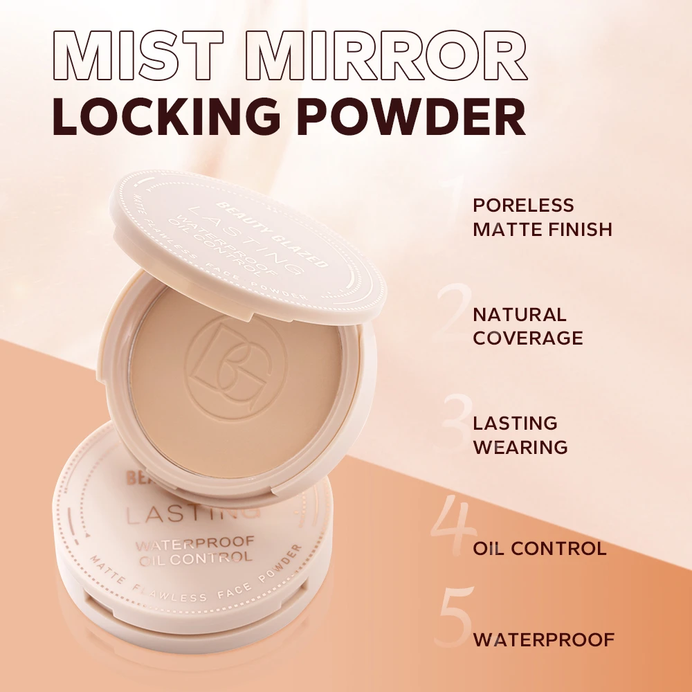 BEAUTY GLAZED Oil Control Matte Face Powder Long Lasting Flawless Setting Powder Face Makeup With Mirror - Image 4