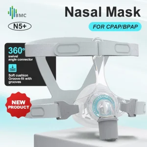 BMC N5+ Nasal CPAP Mask CPAP Therapy for OSA Ultra-Comfortable Groove-Fit Cushion for Sleep Apnea Side Sleeper's Quiet 17dB