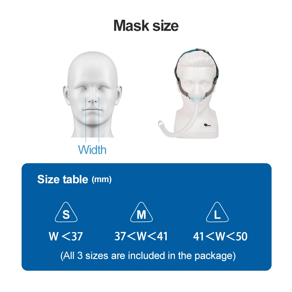 BMC P6 Nasal Pillow CPAP Mask 3 Sizes Fitpack Ultra-Quiet 18dB Lightweight Adjustable Headgear for Sleep Apnea - Image 4