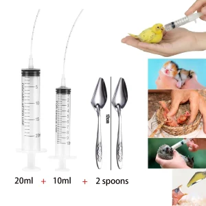 Baby Bird Feeder Parrot Feeding Syringe BreastFeeding Water Milk Medicine Pet Supplies 10ml+20ml + 2pcs Spoons